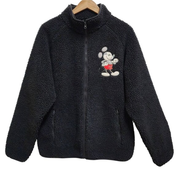 Disney Jacket Adult XL Black Mickey Mouse Fleece Full Zip Mousewear Embroidered - Picture 1 of 14